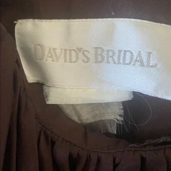 🍫 GUC DAVID’s Bridal Chocolate Satin Gown Strapless Charmeuse Sz 4 - Picture 7 of 7